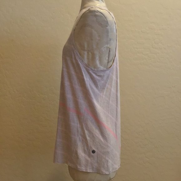 Lululemon All Tied Up Tank Pop Stripe Heathered Dune SIZE 6 SOFT PIMA COTTON TOP - Picture 3 of 4